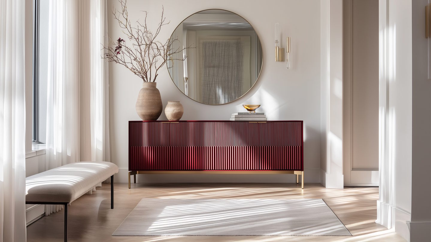 Minimalist Zig storage console by BDI Furniture with hidden compartments, illustrating how thoughtful design supports organized, clutter-free living.