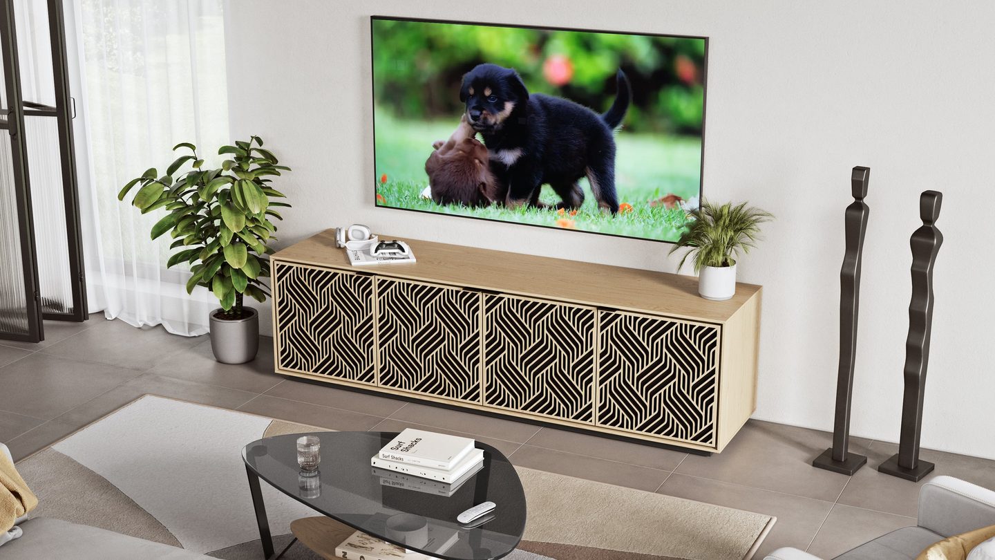 OLED elements weave media and storage cabinet 8703 BDI rolling base WOK LS6