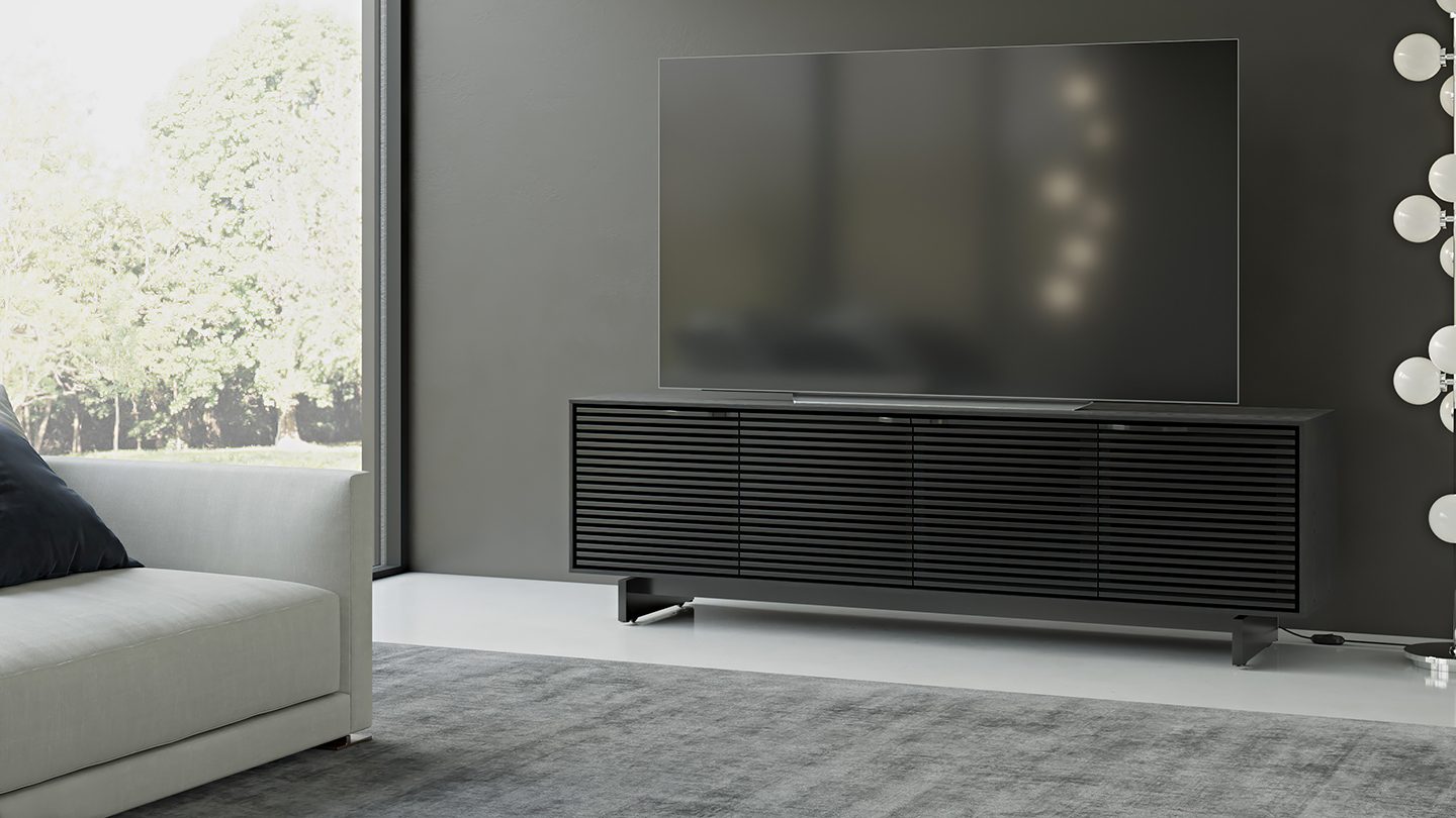 Align 7479 BDI modern black tv stand index collection spotlight