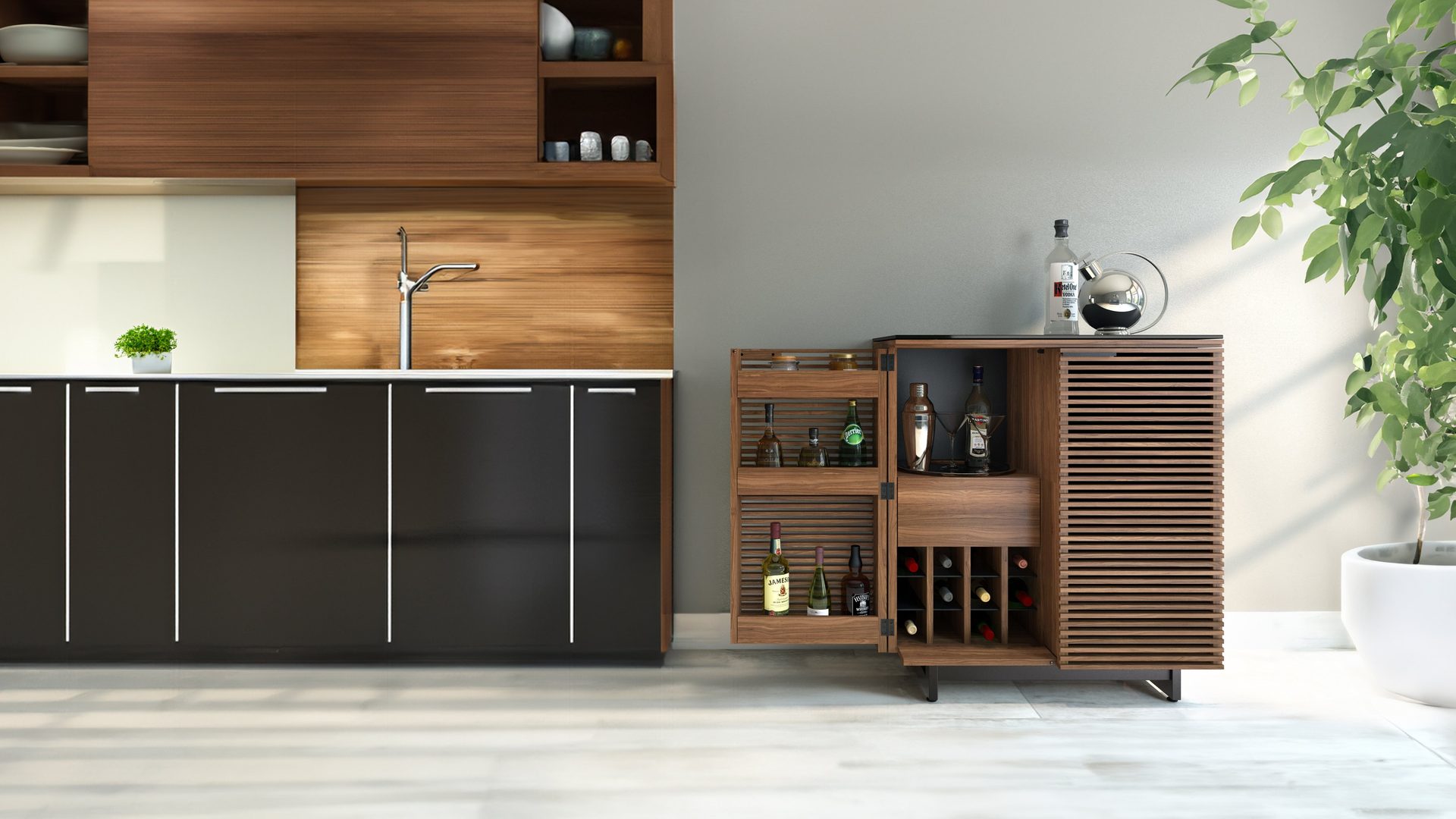BDI Corridor Bar5620 Natural Walnut kitchen1