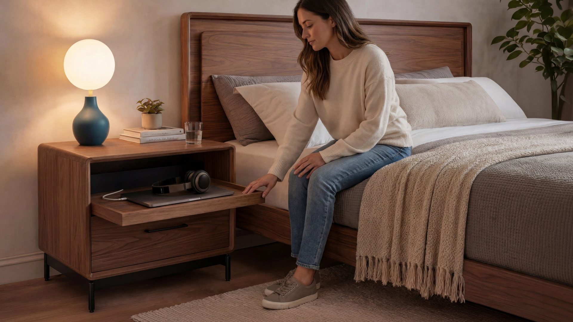 BDI nightstands with sliding tops and access to power 2