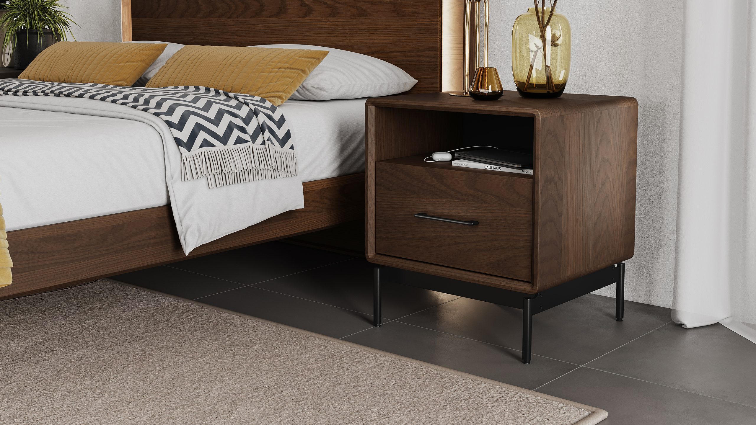 LINQ 9181 22-inch Modern Nightstand With Charging Station | BDI