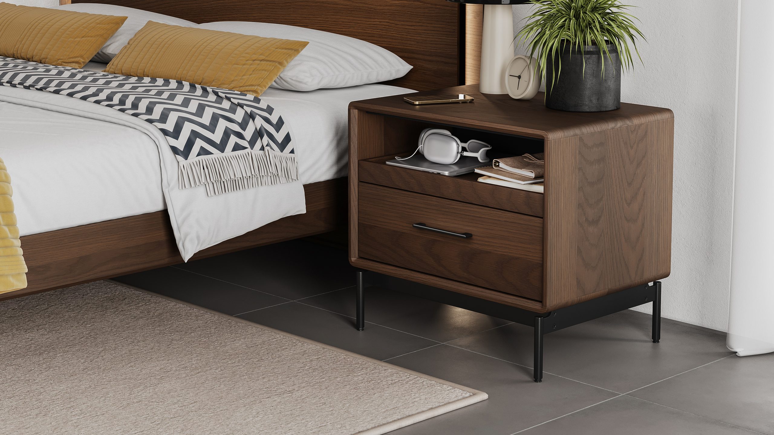LINQ 9182 28-inch Modern Nightstand With Charging Station | BDI