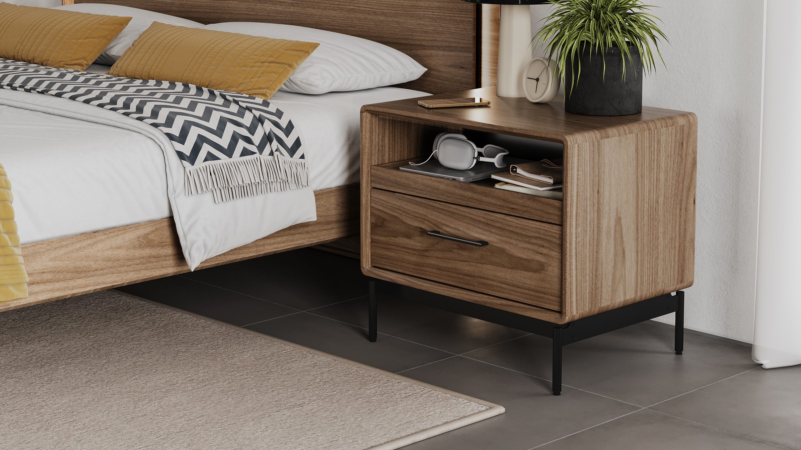 LINQ 9182 28-inch Modern Nightstand With Charging Station | BDI