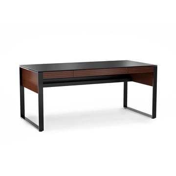 The BDI Corridor Contemporary Office Executive Desk in Chocolate Walnut ample work space with unique styling