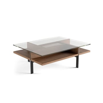 The Terrace Rectangular Coffee Table by BDI in walnut offers ample open storage