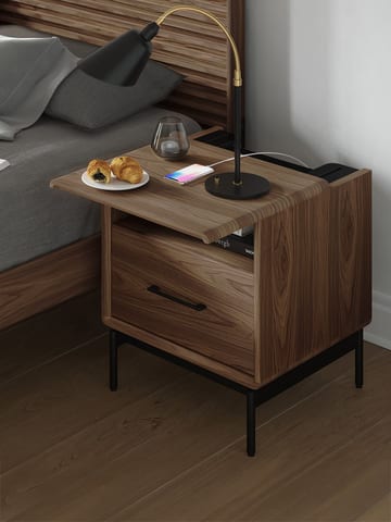 Linq 9181 modern wood bedroom 22 side table bdi furniture walnut sliding top 360 480