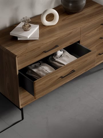 Linq 9186 modern wood bedroom 6 drawer dresser bdi furniture walnut storage 360 480 2