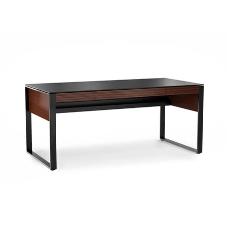 The BDI Corridor Contemporary Office Executive Desk in Chocolate Walnut ample work space with unique styling