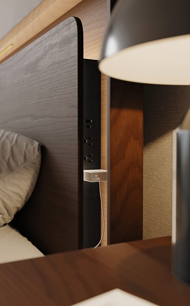 Up linq bed king 9119 BDI mocha modern bedroom furniture built in charging 720 1080
