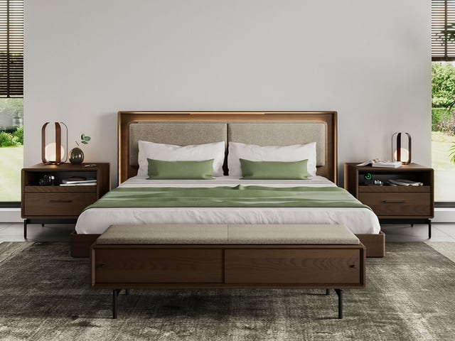 Contour Headboard Cushion 9679 Queen Pecan LINQ Mocha 540 405