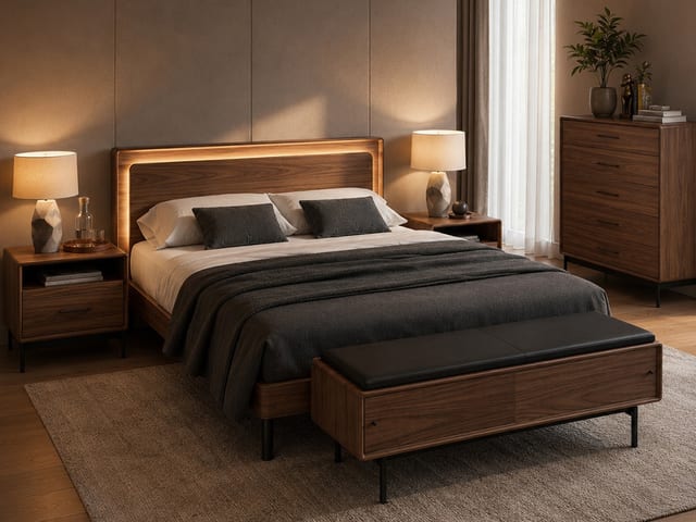 LINQ modern bedroom collection BDI Walnut 2026 foundation storage bed 2 540 405
