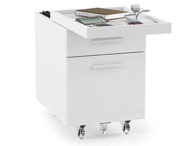 The Centro Office Mobile Filing Cabinet with sliding drawer in white by BDI Furniture