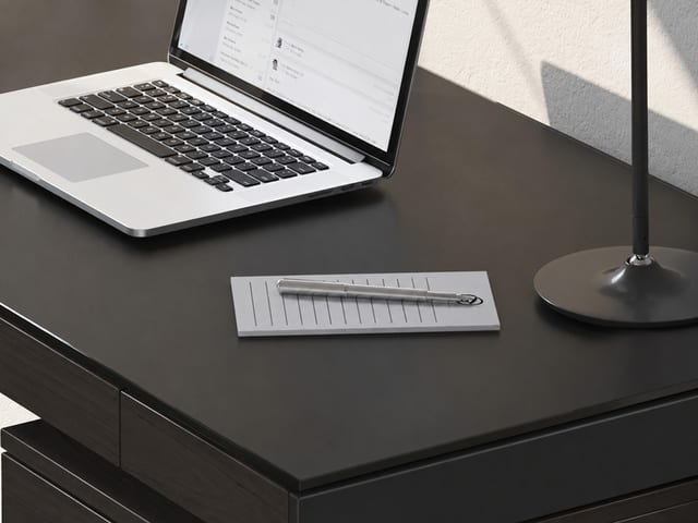Sequel 20 BDI 6103 compact desk satin etched glass black