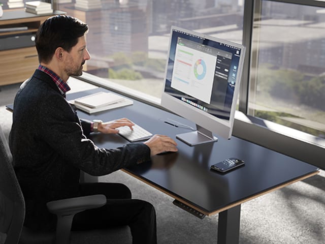 Sequel lift standing desk 6151 glass desktop feature walnut 540 405