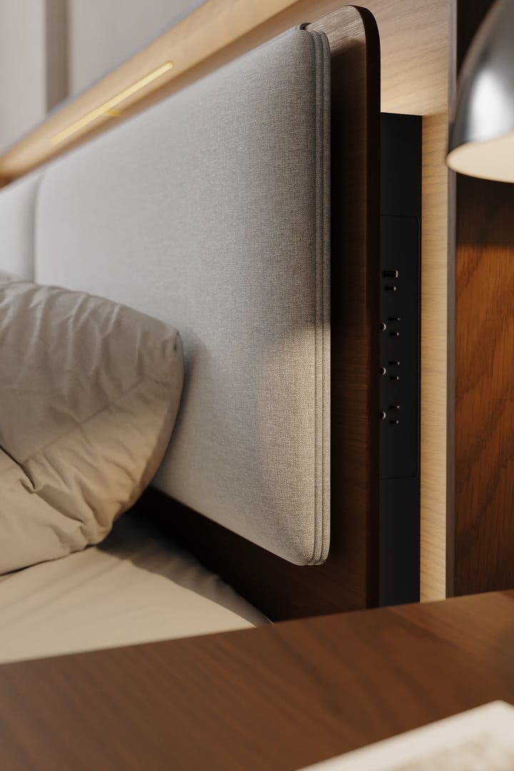 Up-LINQ 9119 Modern King Bed With Charging Stations | BDI Furniture