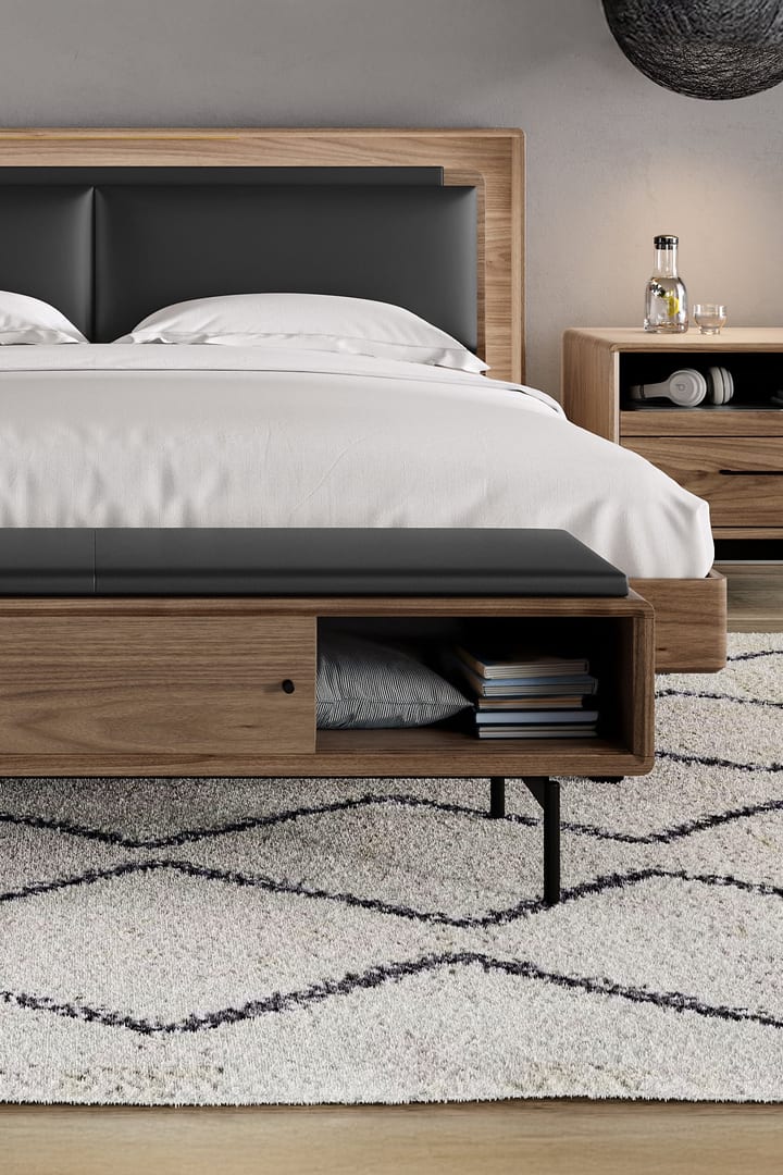 LINQ bedroom bench BDI furniture 9102 leather black upholstered storage bench PE WL Contour 720 1080