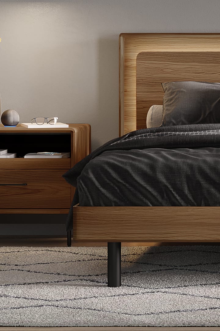 Up linq bed king 9119 BDI walnut modern bedroom 9185 lifestyle on 720x1080