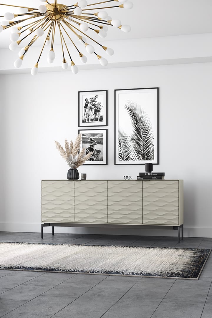Ripple credenza 7629 BDI stone grey brushed carbon modern storage cabinet entryway 720 1080