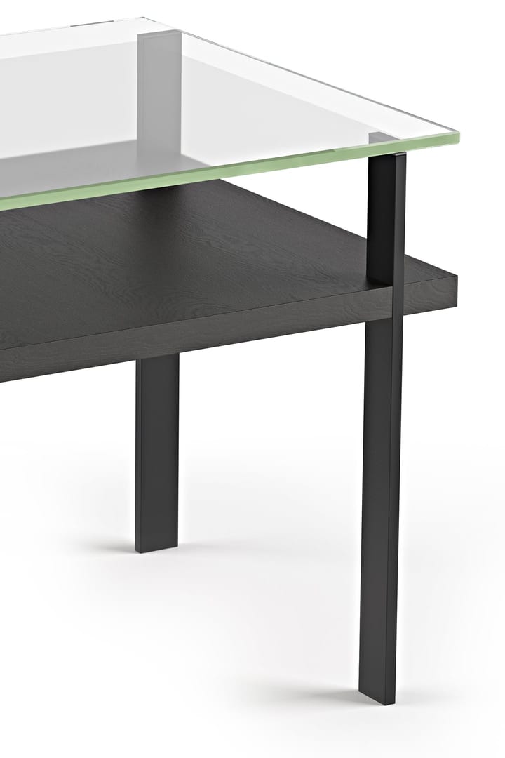 The Terrace End Table by BDI with polished tempered glass and lower shelf