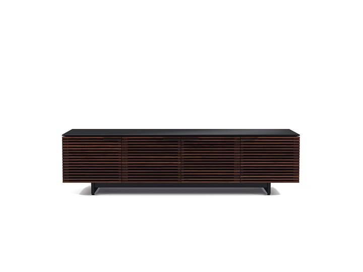 The BDI Corridor 8173 entertainment center in chocolate walnut contemporary TV cabinet with ample media storage