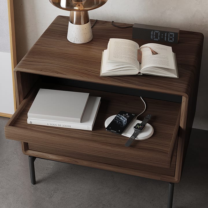 Up linq bed king 9119 BDI walnut contemporary platform bed lifestyle 8 720x720