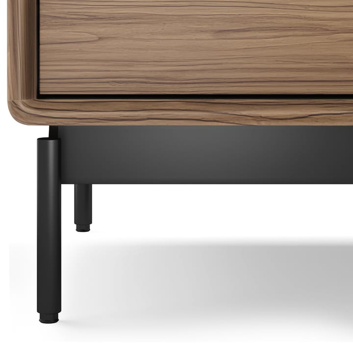 The BDI LINQ 9186 wide modern 6-drawer dresser features a powder-coated steel base for sturdy support.