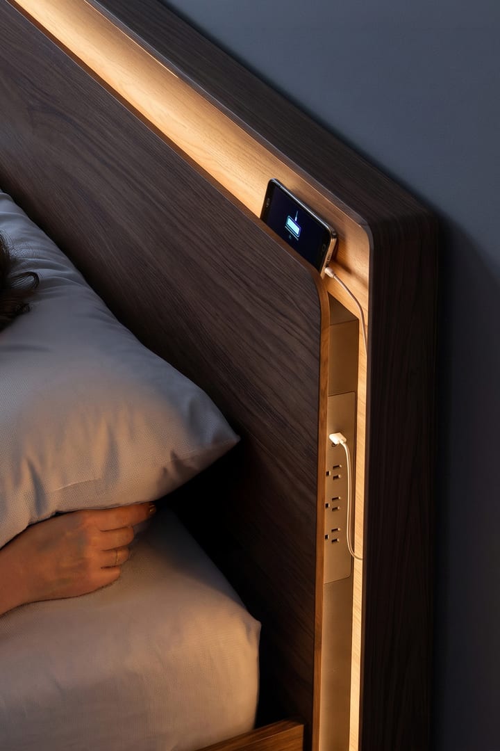 Linq bed BDI walnut woman sleeping phone charging shelf 720 1080