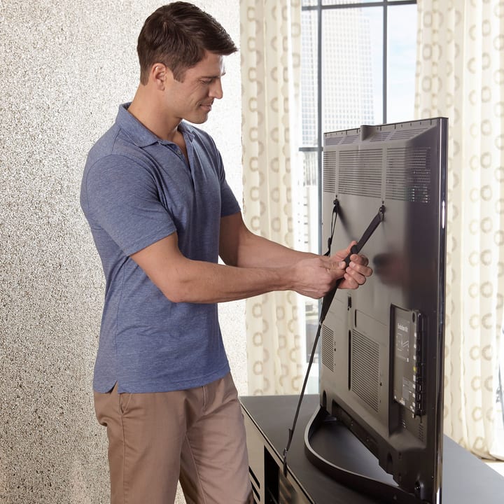 The included BDI TV safety strap reduces television tip over and accidents.