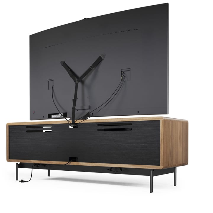 LINQ 7583 media storage 65 low profile console BDI modern tv cabinet walnut ventilation tv safety strap 720