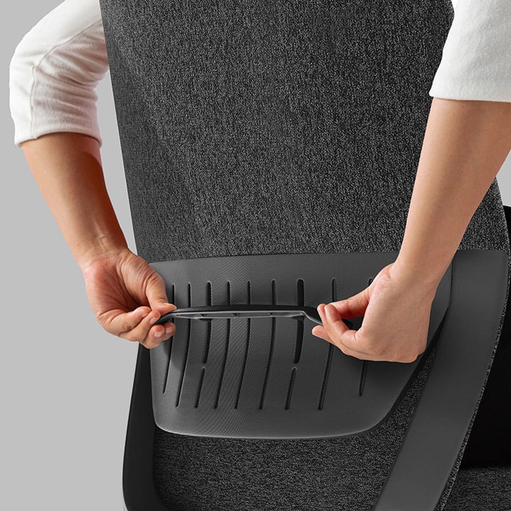 Coda 3521 modern black home office task chair bdi furniture detail lumbar support 720