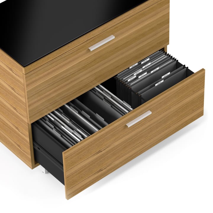 The adjustable Sequel 6116 lateral filing cabinet adapts to accommodate hanging folders of any size – Legal, Letter, A4, and Foolscap.