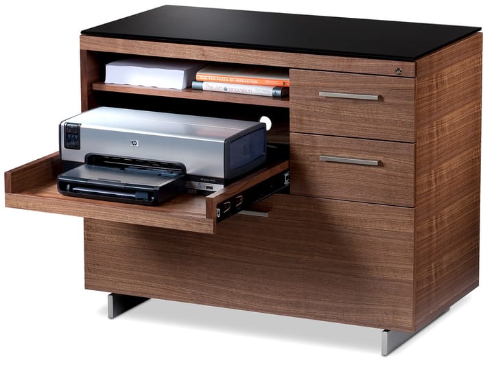 The Sequel Multifunction Cabinet 6117 includes a pullout shelf for easy access to a printer, scanner or all-in-one while the adjustable shelf above is great for paper storage.