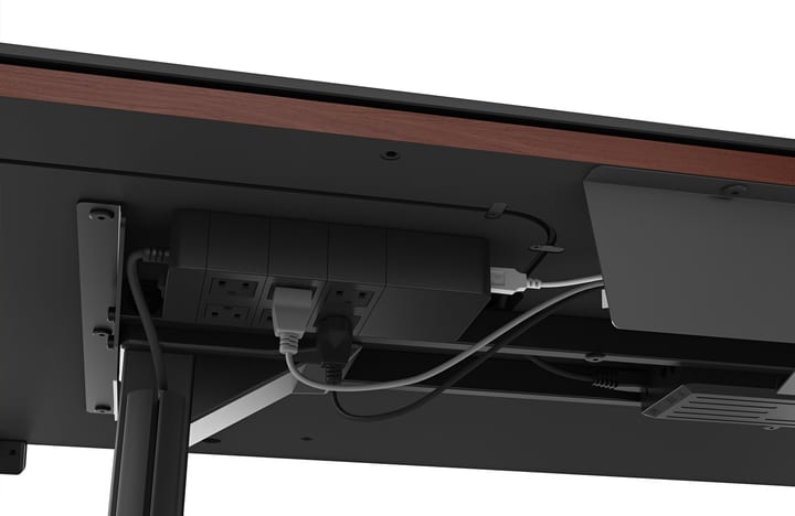 The Sequel Lift Desk by BDI adjustable standing desk with integrated cable management.