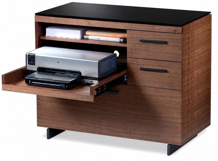 Sequel 6017 walnut bdi modern printer cabinet 3 black