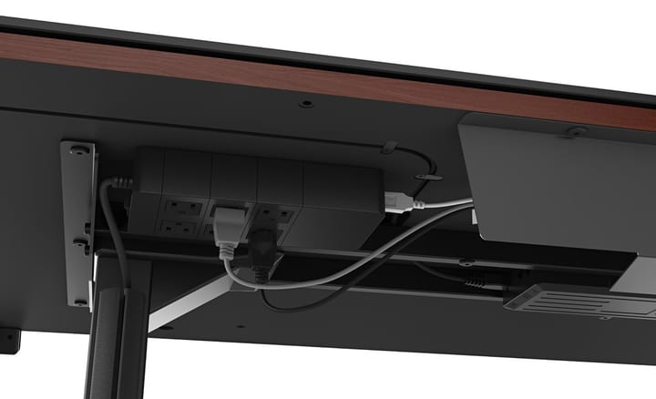 The Sequel Lift Desk by BDI adjustable standing desk with integrated cable management.