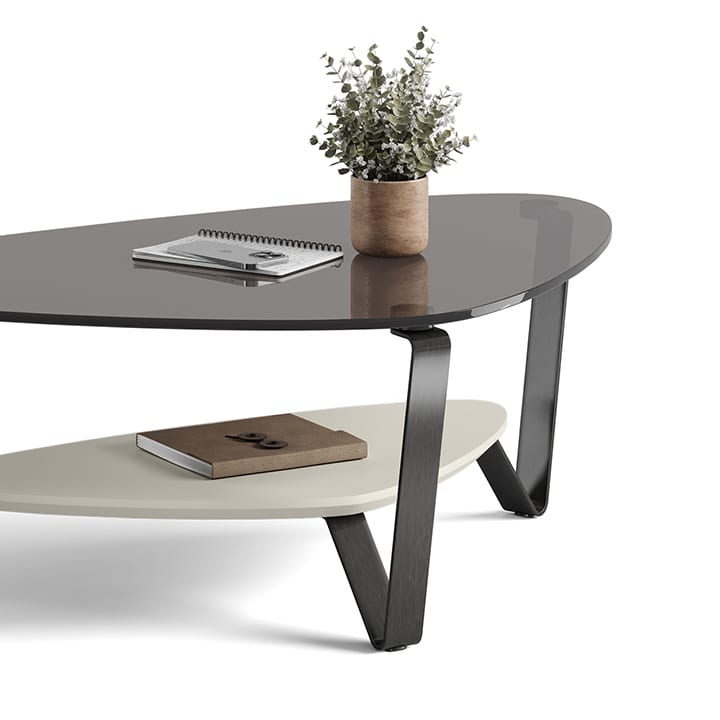 Dino small coffee 1364 BDI stone grey contemporary occasional table brushed carbon legs 720