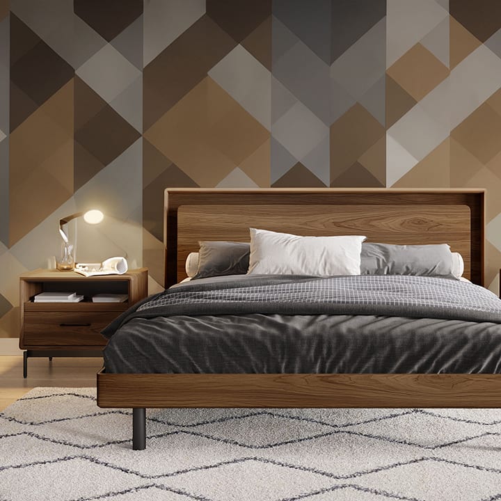 3up linq bed 9119 king BDI walnut modern platform bed lifestyle 1 blog 720
