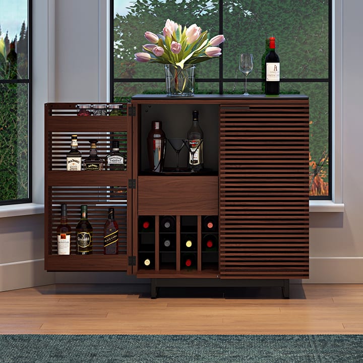 Corridor home bar cabinet furnishing small spaces bdi blog 720
