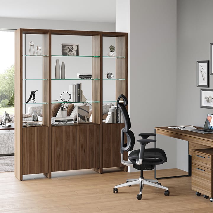 Linea shelf BDI walnut room divider furnishing small spaces 720