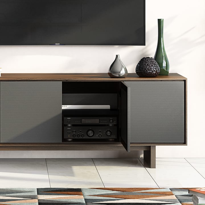 Octave tv stand soundbar shelf bdi furniture modern spaces blog 720