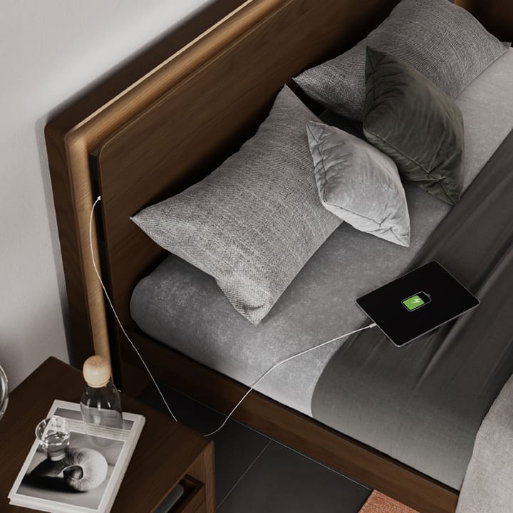 Linq bedroom with charging and accent lighting