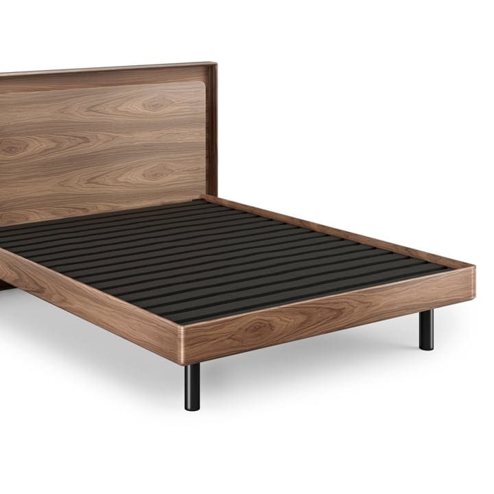 Linq bed king 9117 BDI walnut modern platform high bed slats