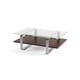 The Stream Coffee Table by BDI in chocolate walnut modern design with floating glass top